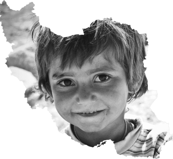 A kid with smile on iran map